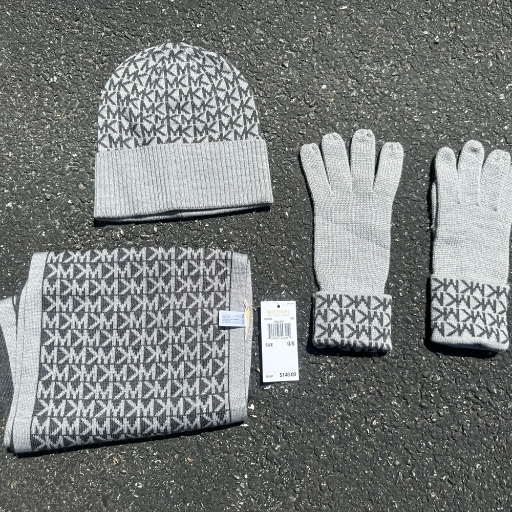 Michael Kors scarf, gloves and hat set